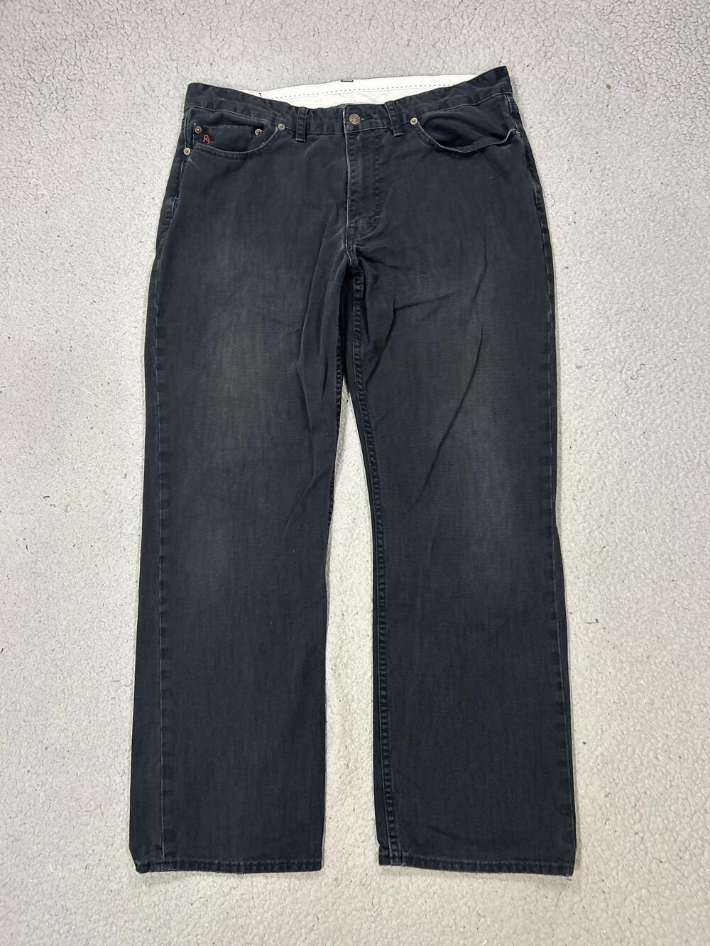 Polo Ralph Lauren Jeans Mens 36x30 Black Regular Straight Leg Denim Dark Wash